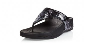 Fitflop Womens Electra Strata Black Sequins Thong Sandal